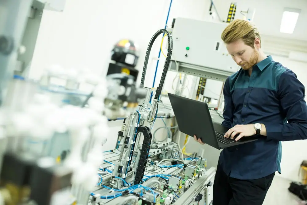 cloud technician working in lab environment