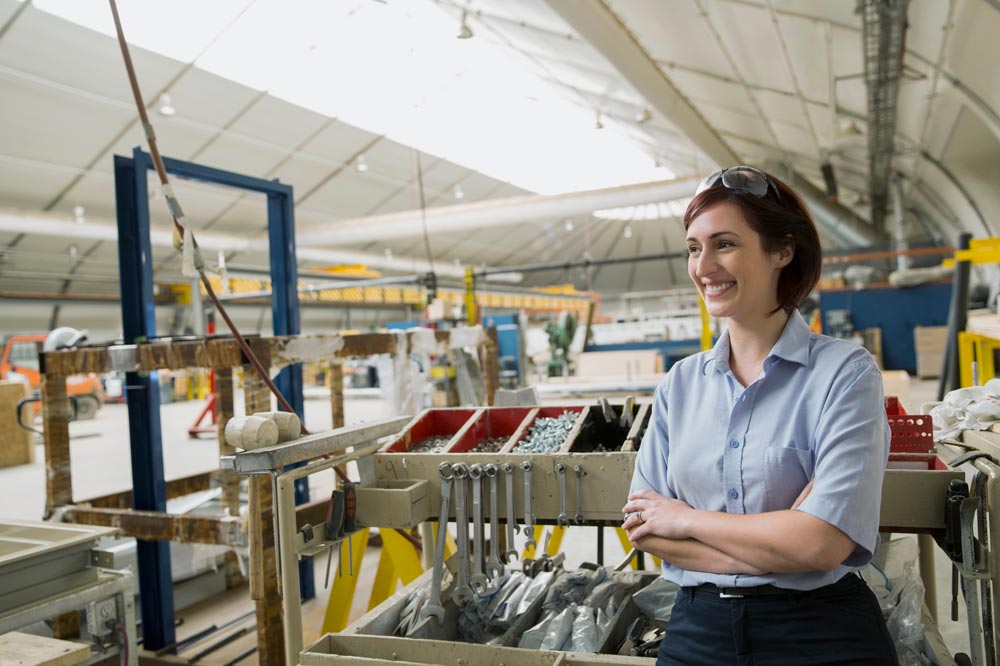 worker in manufacturing plant